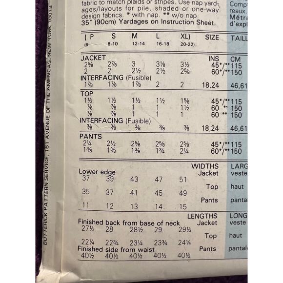 Butterick Sewing pattern 5981 suit open front blazer pants size xs s m - Picture 6 of 8